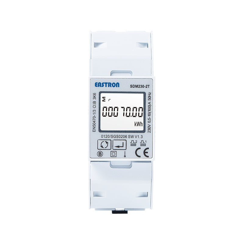 Medidor de energía monofásico de carril DIN de 100A con tarifa dual MID 