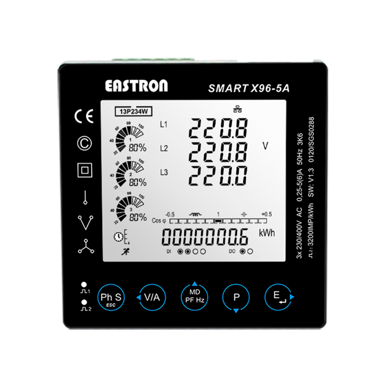 Analizador de potencia aprobado MID montado en panel Modbus RS485