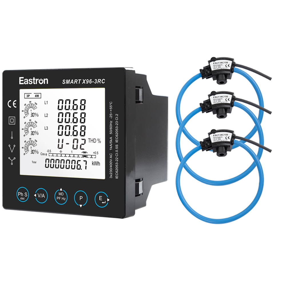 Analizador de potencia multifunción montado en panel Rogowski Coil Connect 96x96