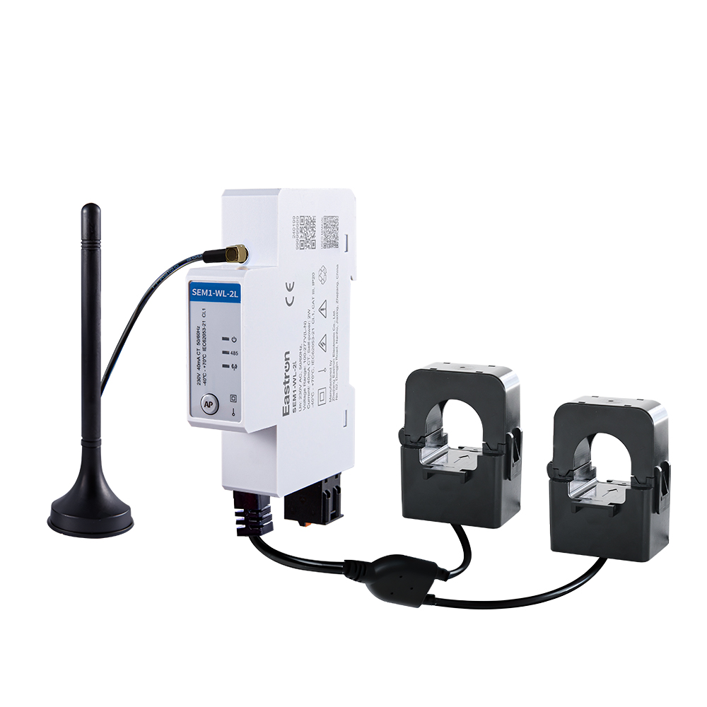 Medidor de energía Wifi monofásico de doble canal con conexión CT para medición fotovoltaica