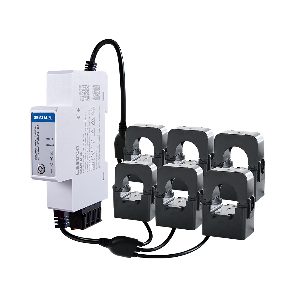 Medidor de energía trifásico en carril Din con conexión CT de doble canal para medición fotovoltaica