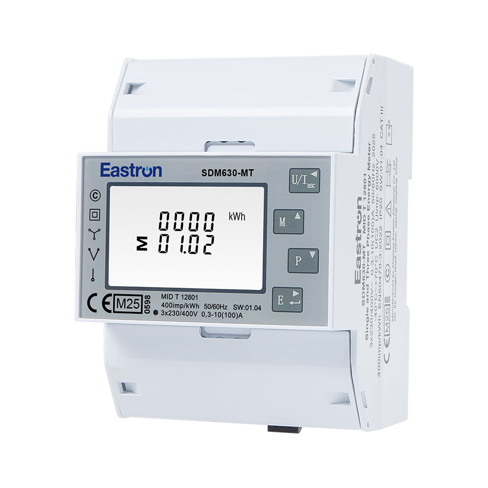 Medidor de energía trifásico RS485 Modbus Din Rail multitarifa MID