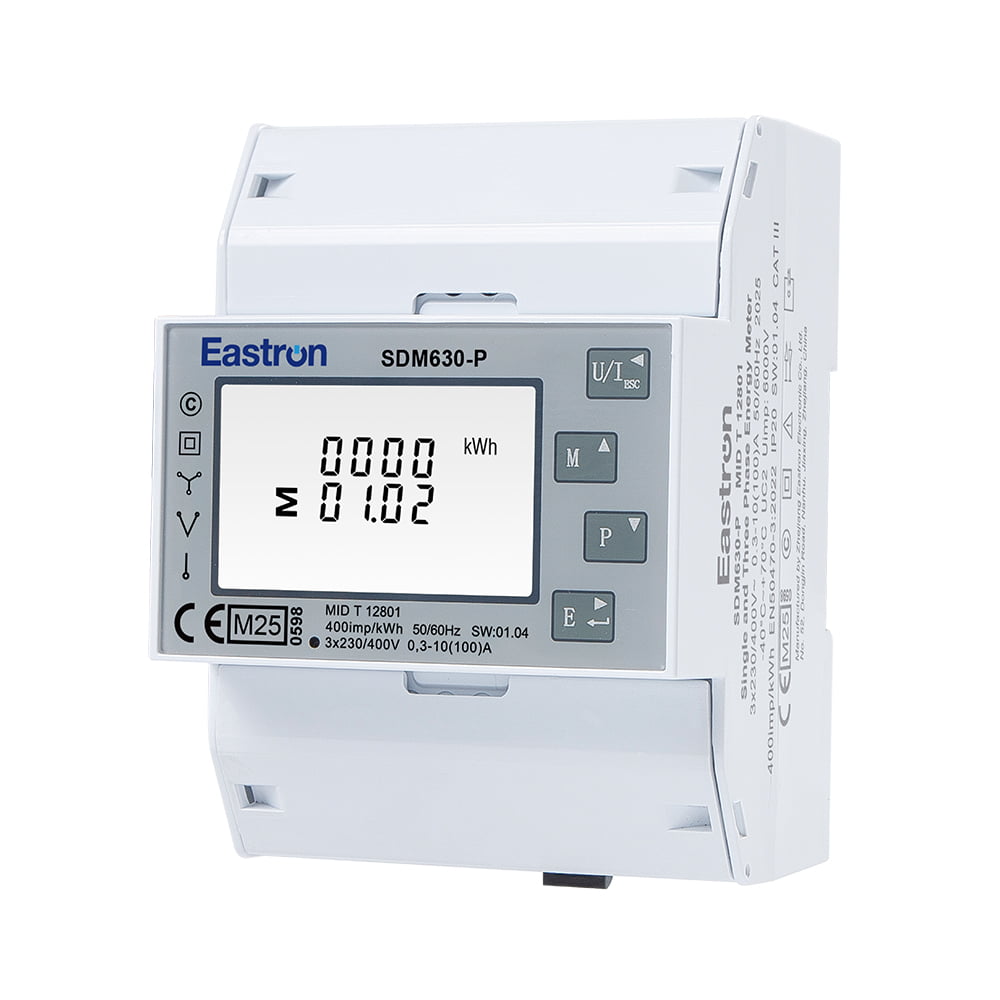 Medidor de energía MID trifásico en carril Din con salida de pulsos