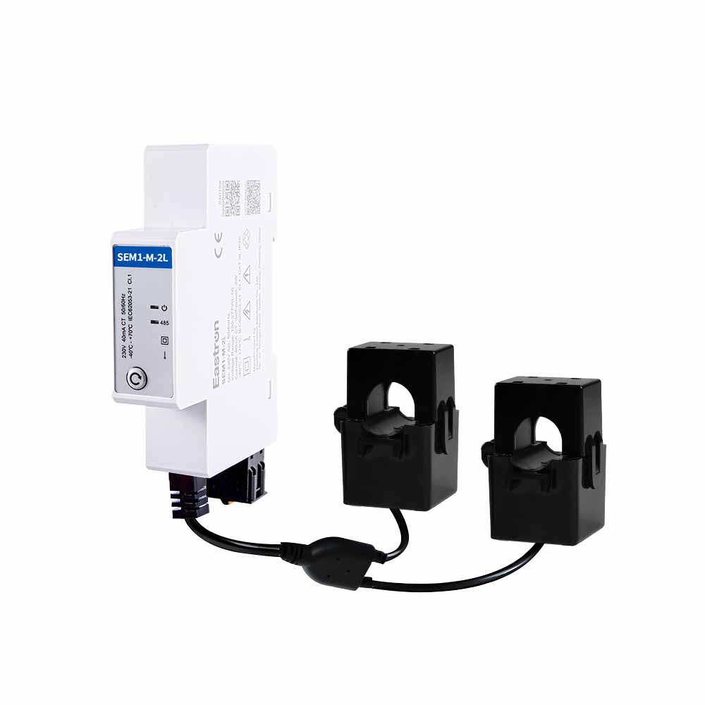 Medidor de energía en carril DIN monofásico de doble canal tipo CT RS485 para medición fotovoltaica