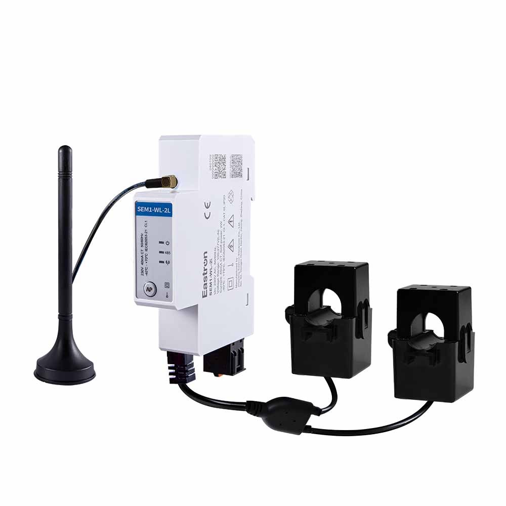 Medidor de energía Wifi monofásico de doble canal con conexión CT para medición fotovoltaica